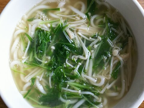 えのきと水菜のダシダうどん